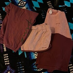 3 piece VS PINK Colorblock Lounge Set - Maroon & Dusty Rose